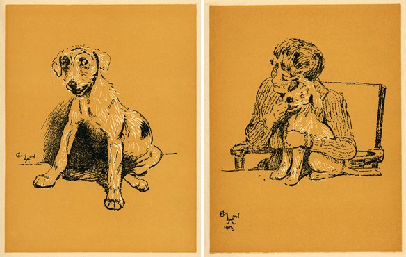 Pup and woman with pup, from Cecil Aldin 1902